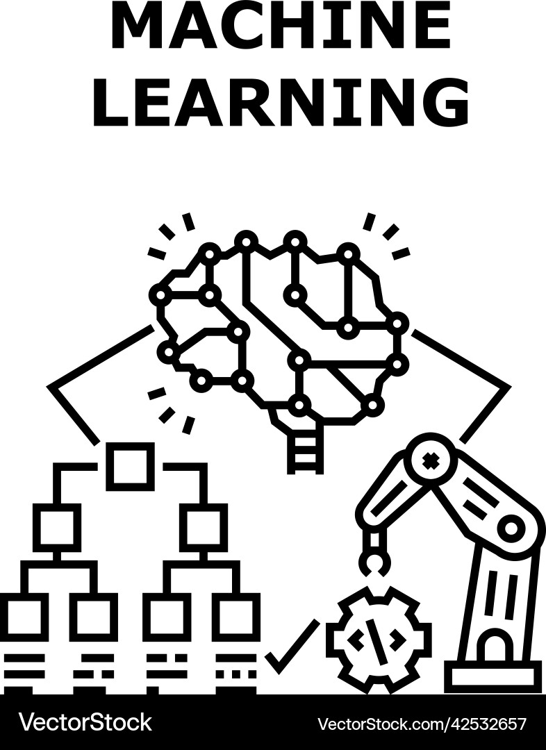 Machine learning concept color Machine learning concept color vector image