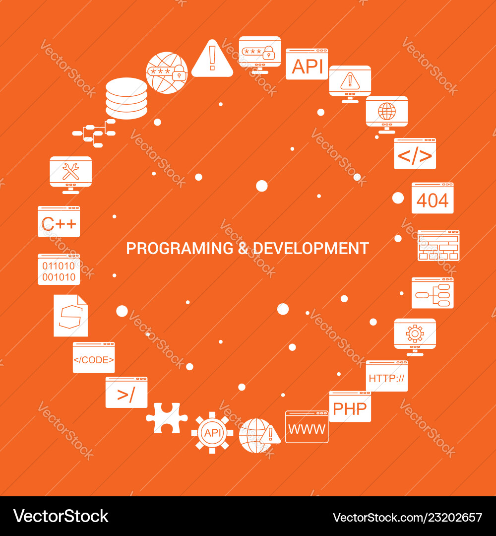 Programming and development icon set infographic Programming and development icon set infographic vector image