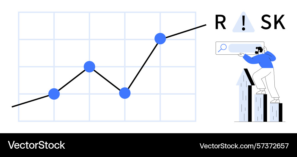 Rising risk concept with data graph and business Rising risk concept with data graph and business vector image