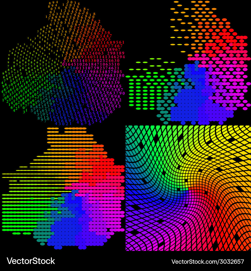 Set of multicolored mosaic abstract background vector image