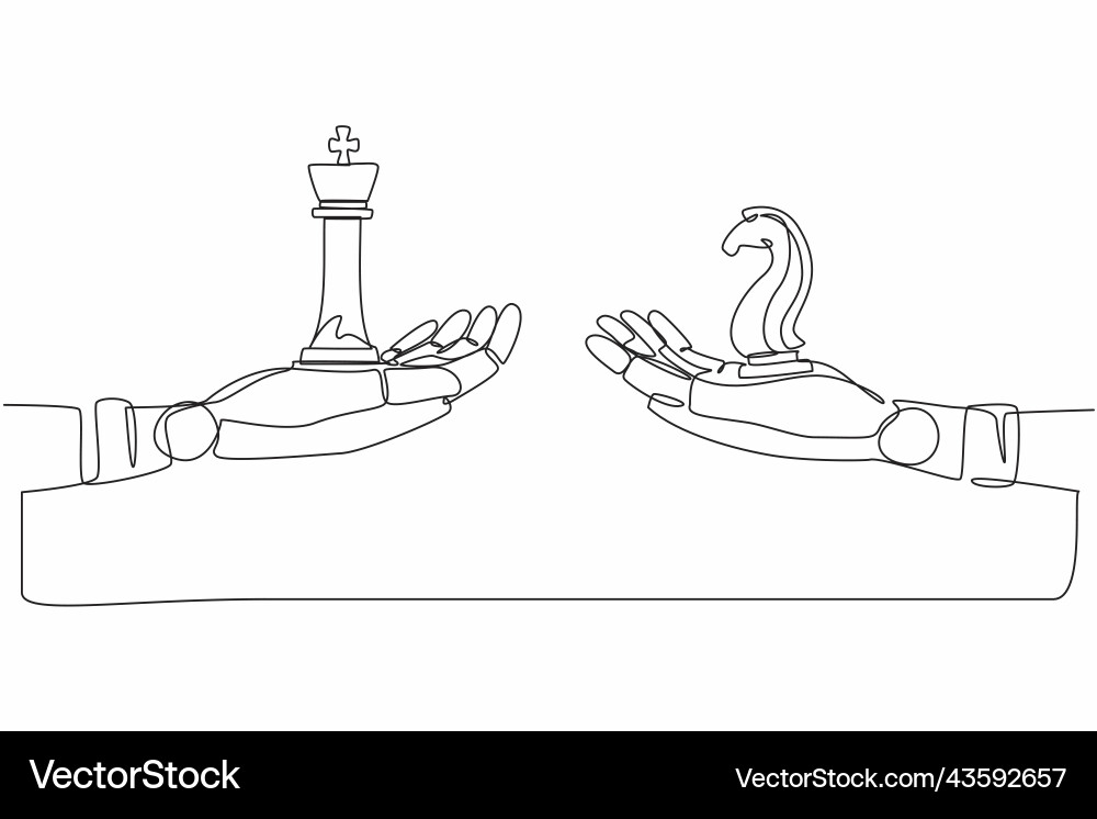 Single continuous line drawing robots hands Single continuous line drawing robots hands vector image