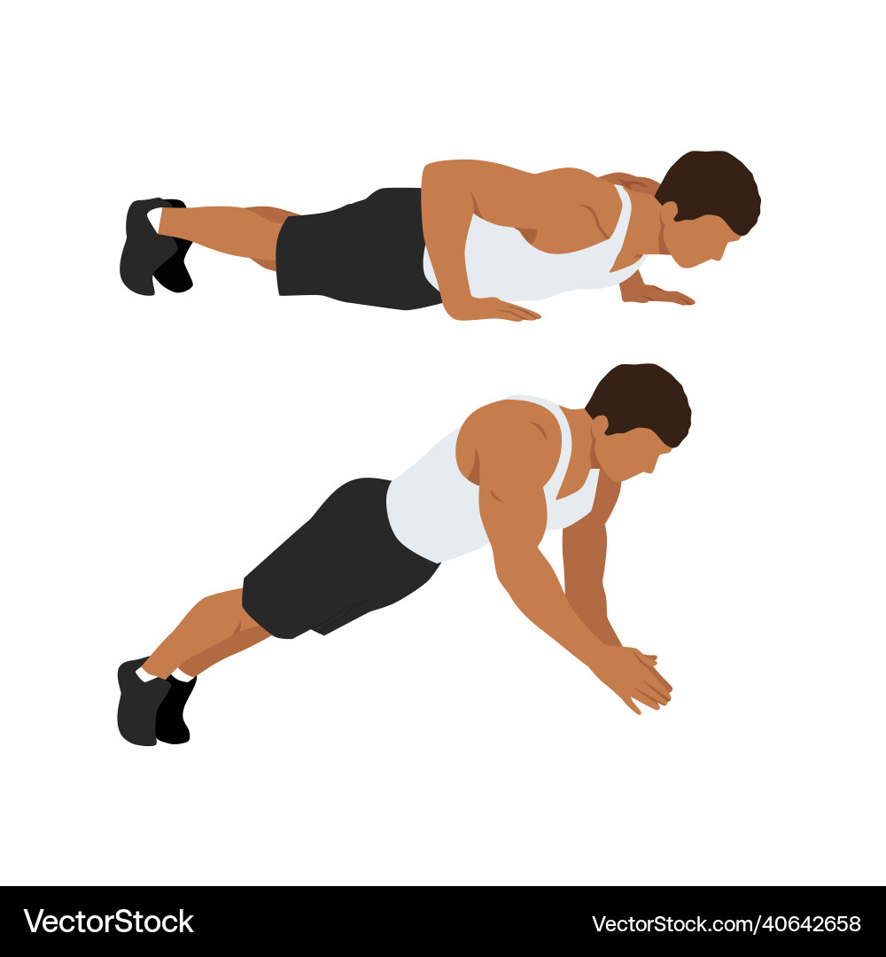 Dynamic clap push ups exercise variation Dynamic clap push ups exercise variation Vector Image