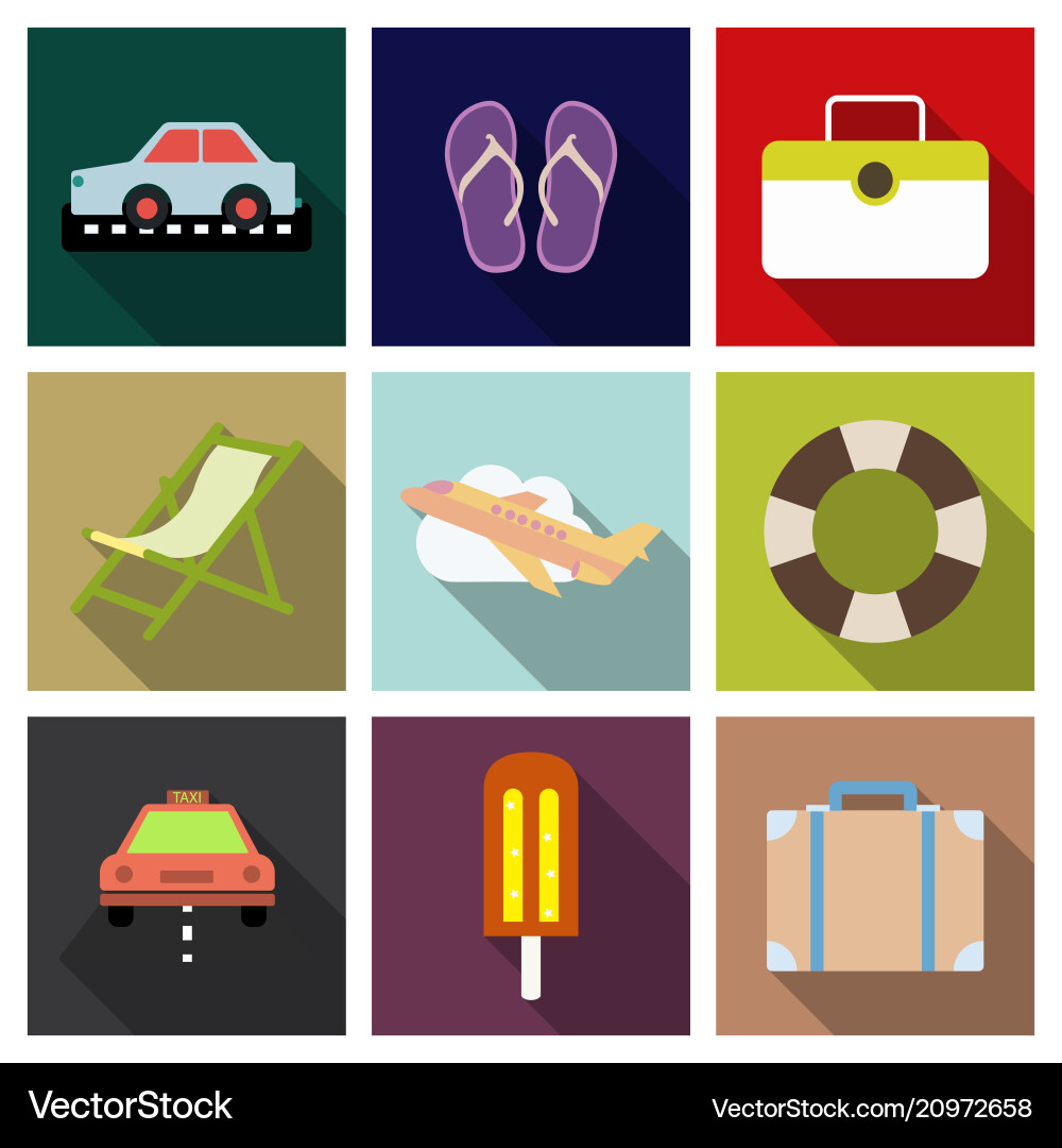 Flat icons set with long shadow effect Vector Image