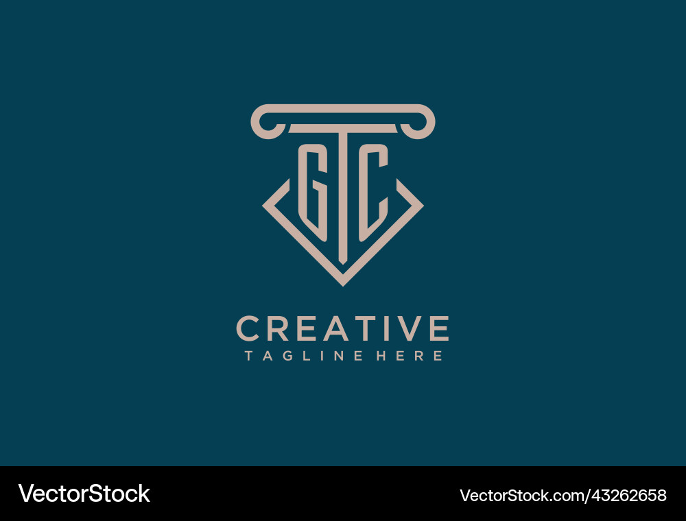 Gc initial with pillar icon design clean Vector Image