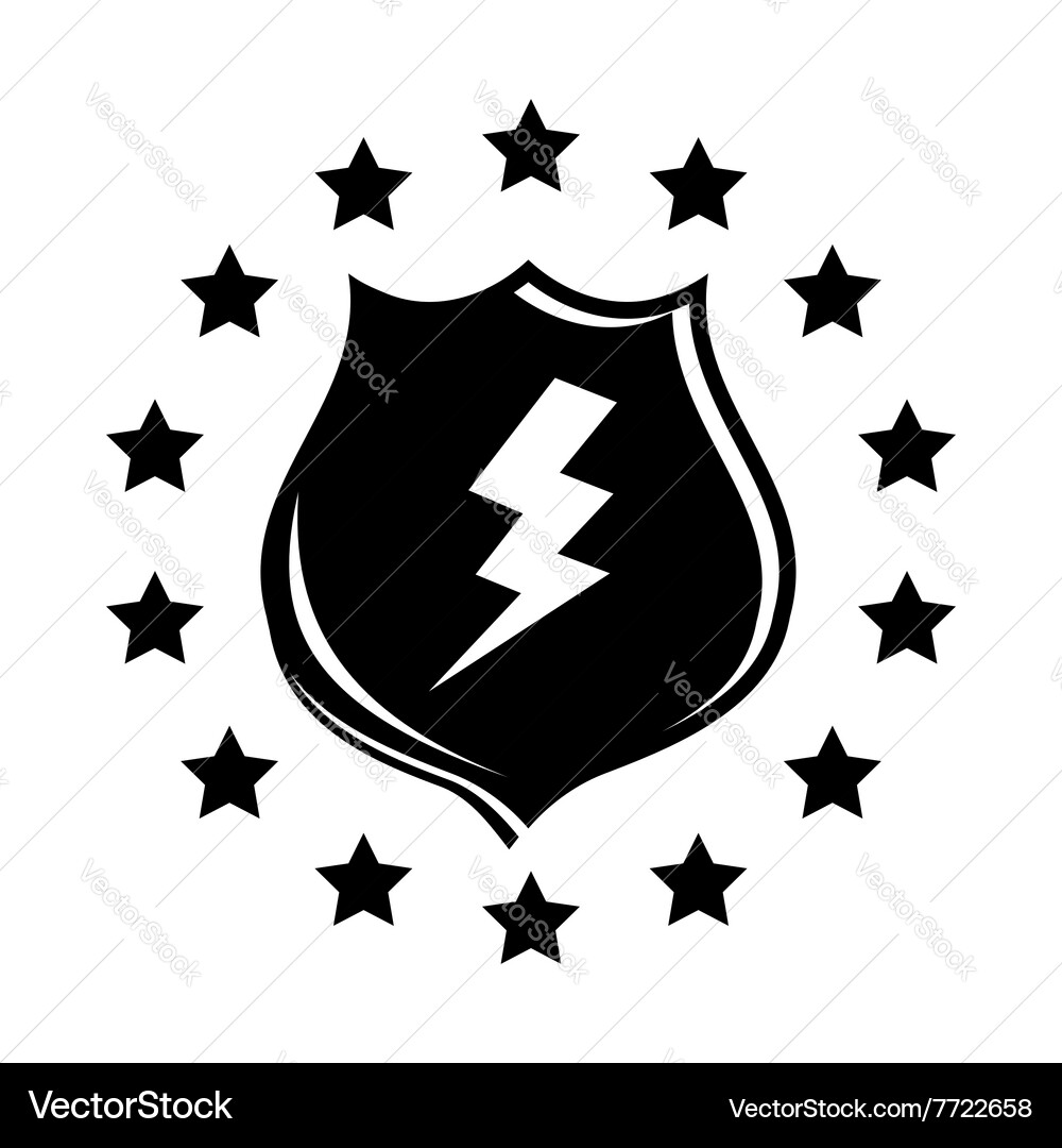 Lightning and shield icon simple style vector image