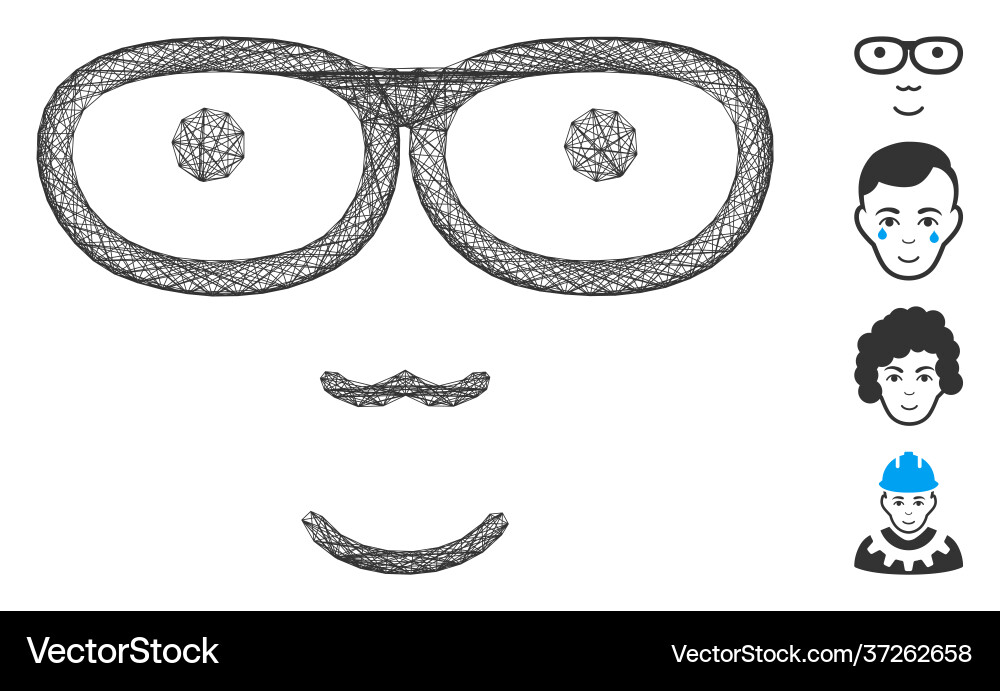 Linear nerd face mesh Linear nerd face mesh vector image