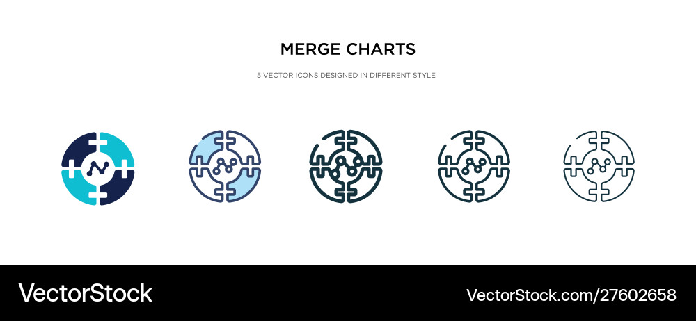 Merge charts icon in different style two colored Merge charts icon in different style two colored vector image