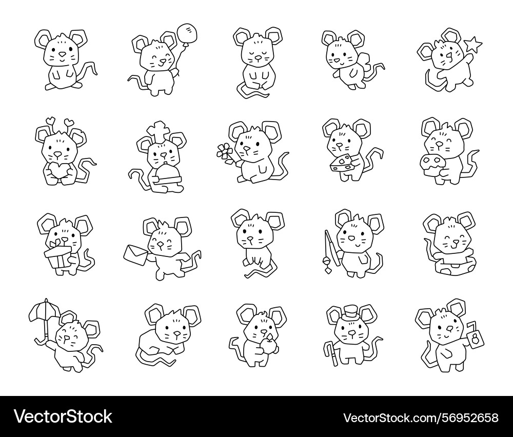 Mouse character set designed for charming outline Mouse character set designed for charming outline vector image