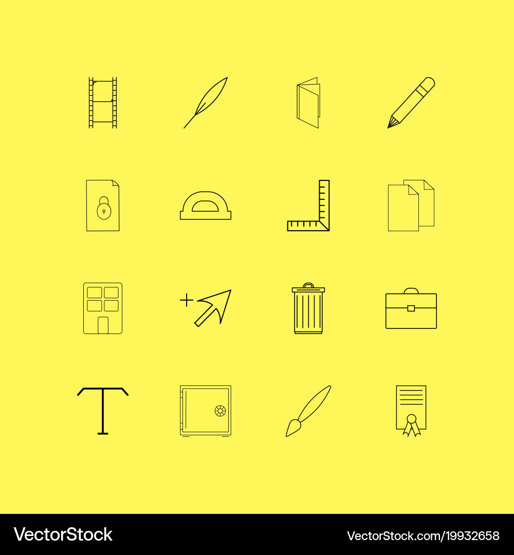 Office linear icon set simple outline icons vector image