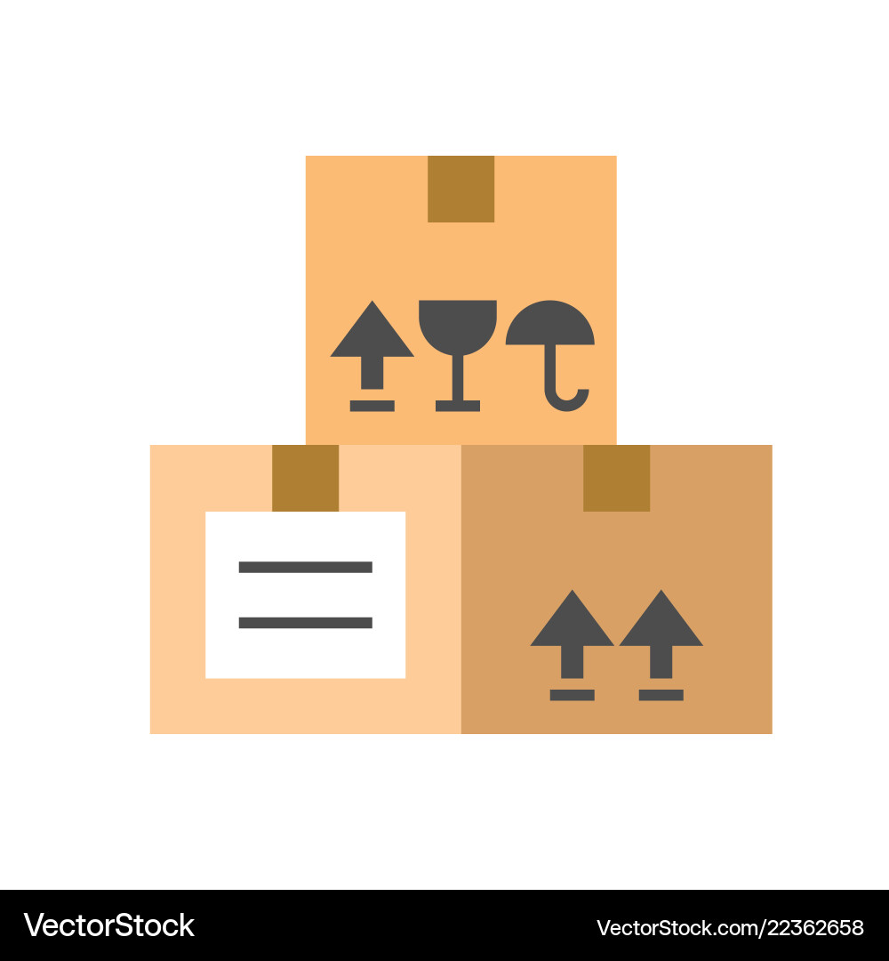 Parcel box with fragile sign and label flat Vector Image