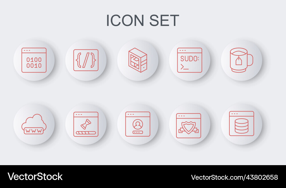 Set line server data web hosting development Set line server data web hosting development vector image