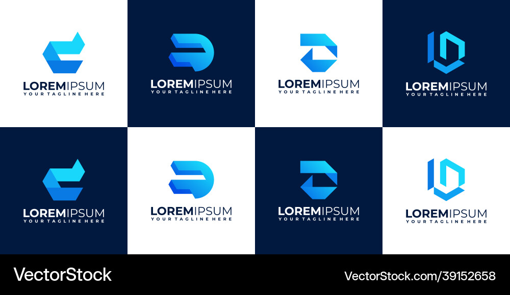 Set of abstract initial monogram d logo design Vector Image