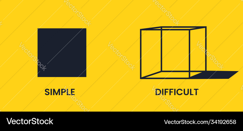 Simple and difficult black square cube Vector Image