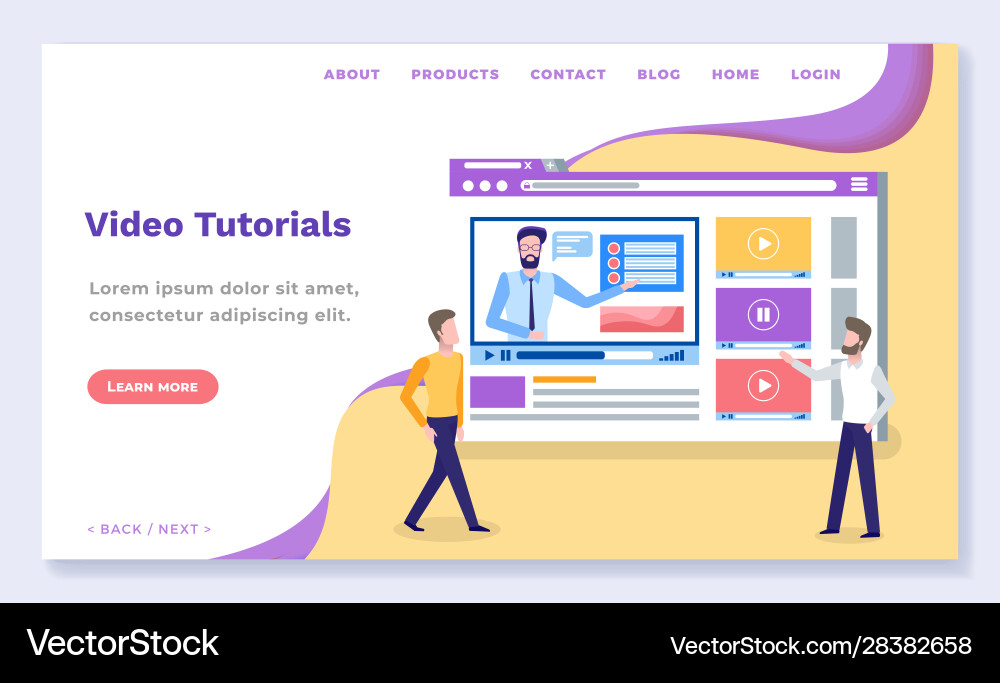 Video tutorials online learning through internet Video tutorials online learning through internet vector image