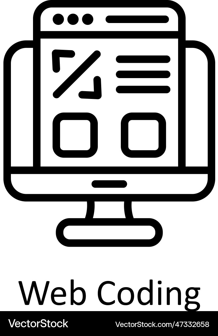 Web Codierung Kontur Icon Design Vektorbild