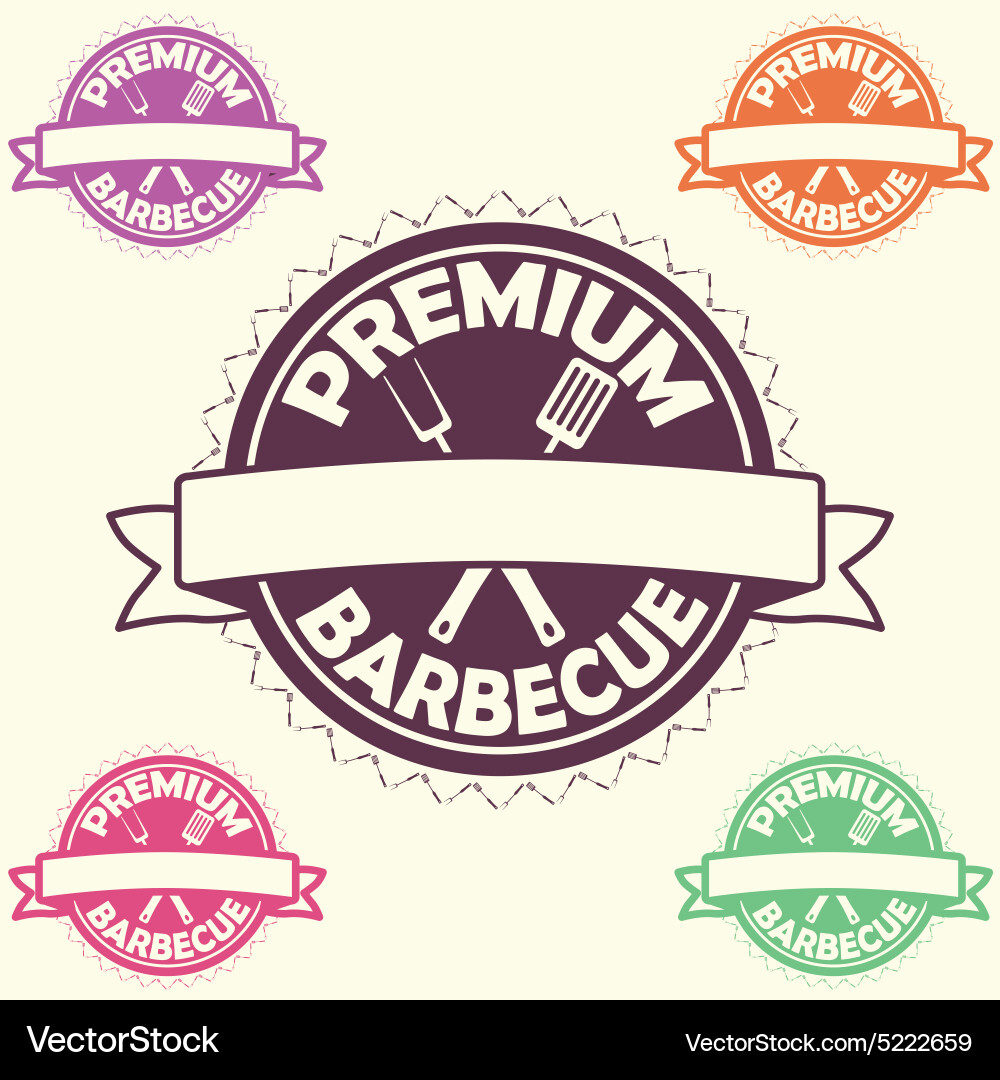 Barbecue label stamp design element with text vector image
