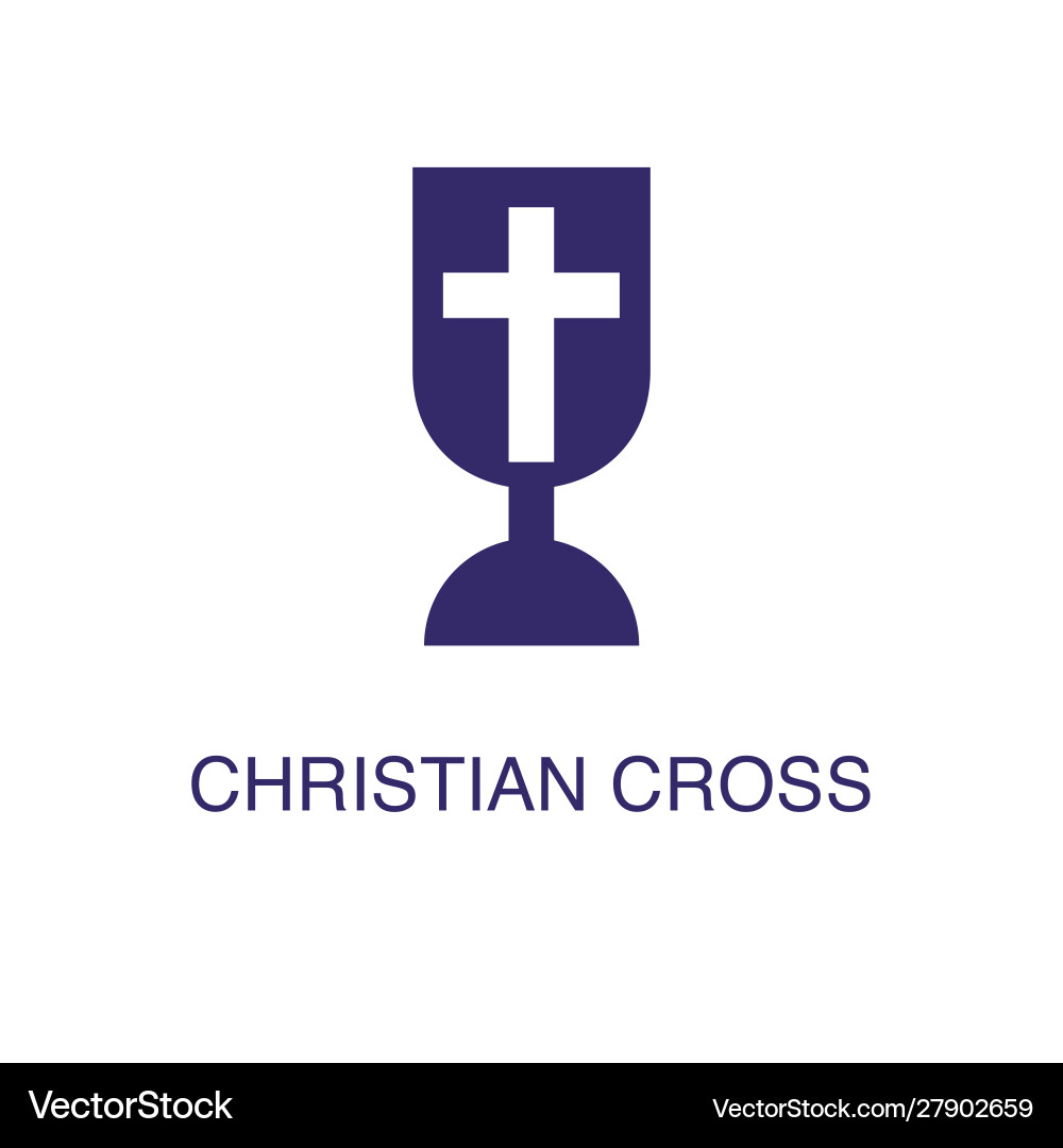 Christian cross element in flat simple style Vector Image