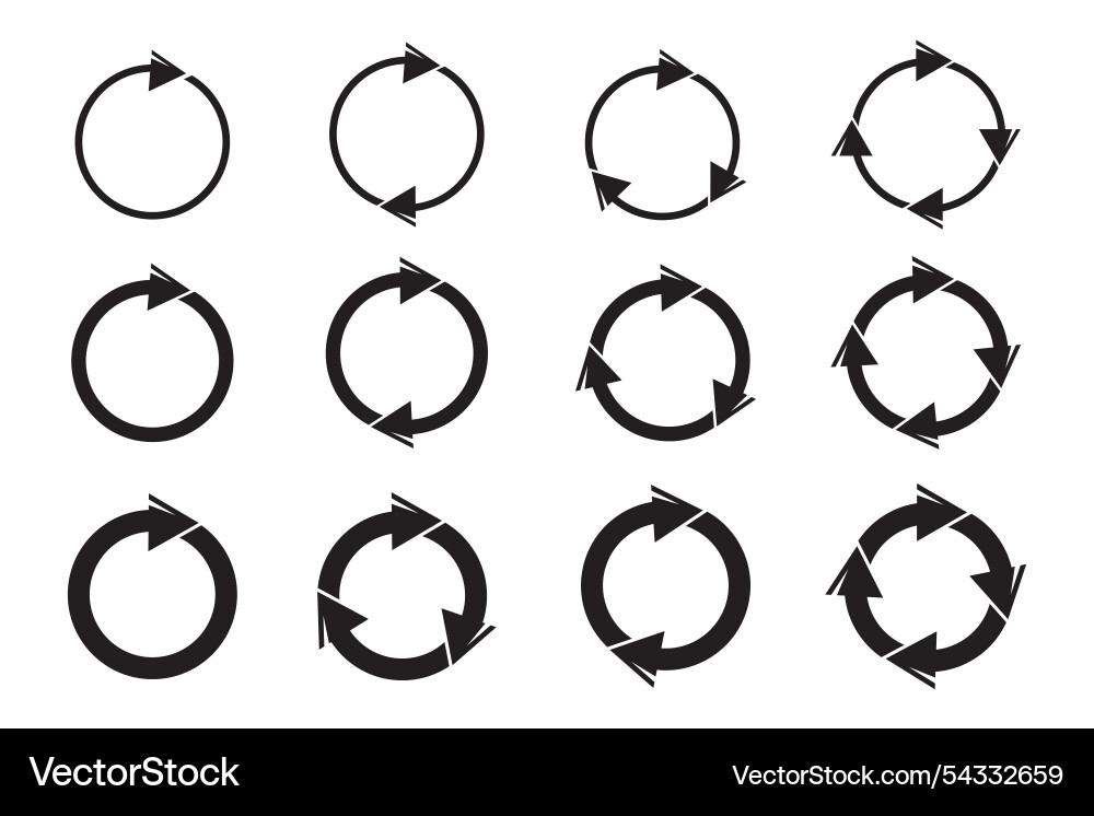 Circular arrows icon rotating flow symbol recycle Circular arrows icon rotating flow symbol recycle vector image