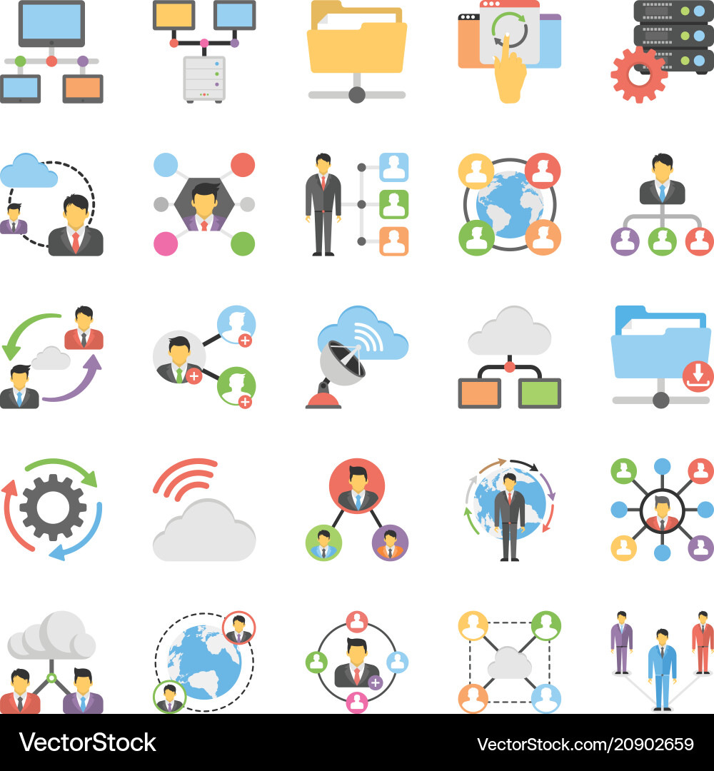 Communication and networking icons set vector image