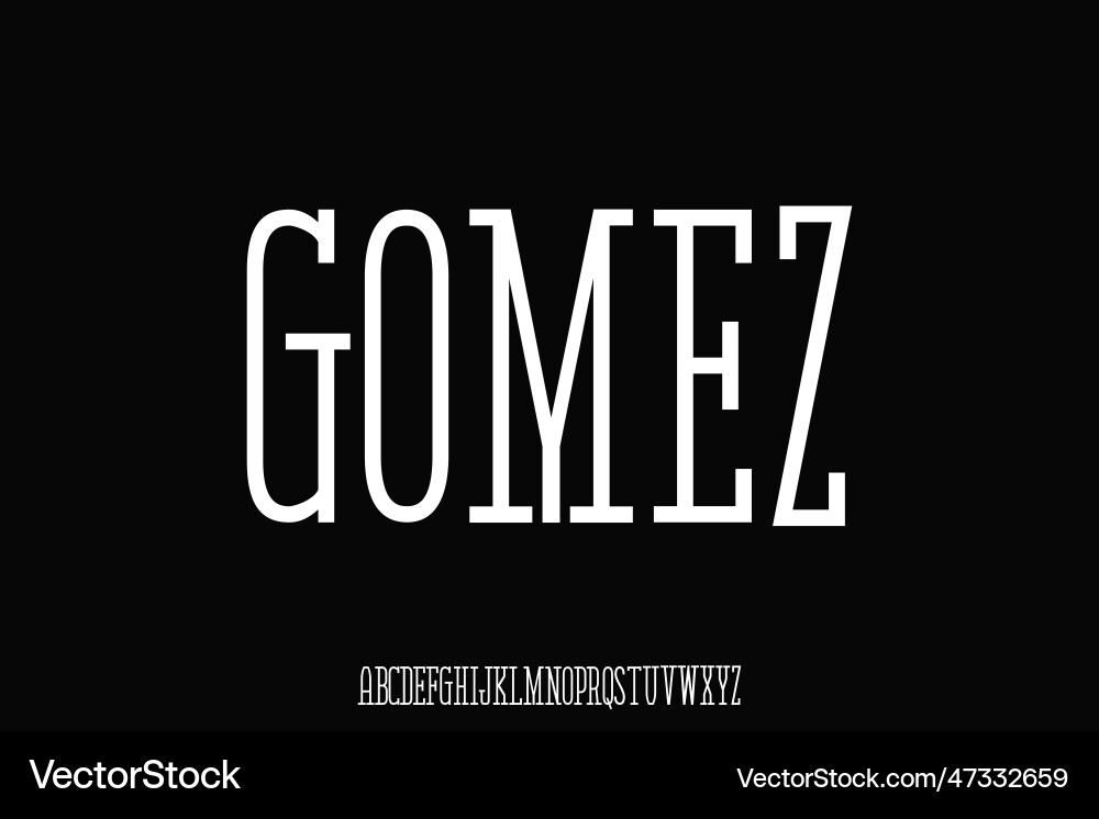 Elegant condensed display font design suitable Elegant condensed display font design suitable vector image