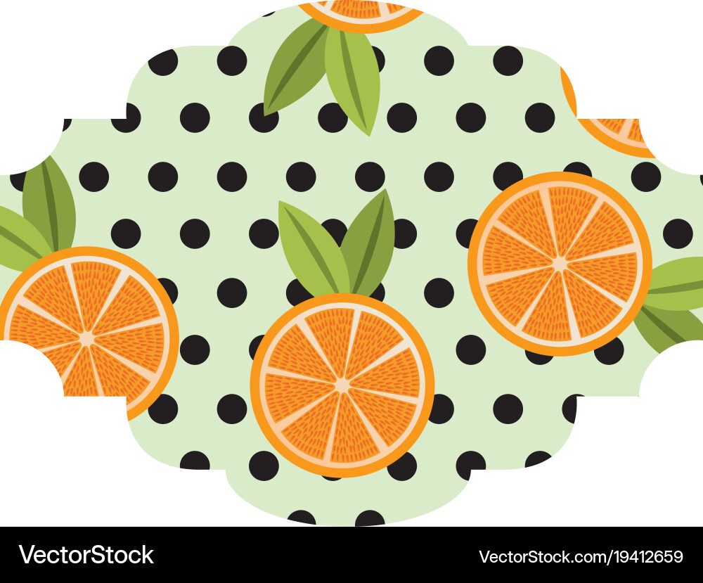 Frame with oranges pattern background Vector Image