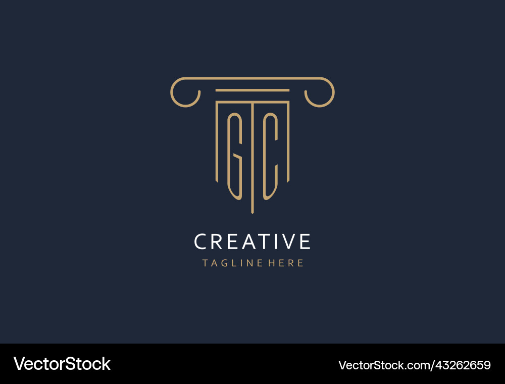 Gc initial with pillar shape logo design creative Vector Image