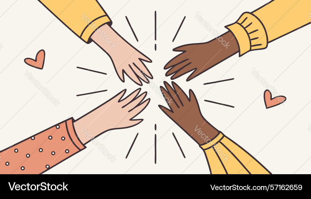 Hands connecting representing diversity and unity vector image