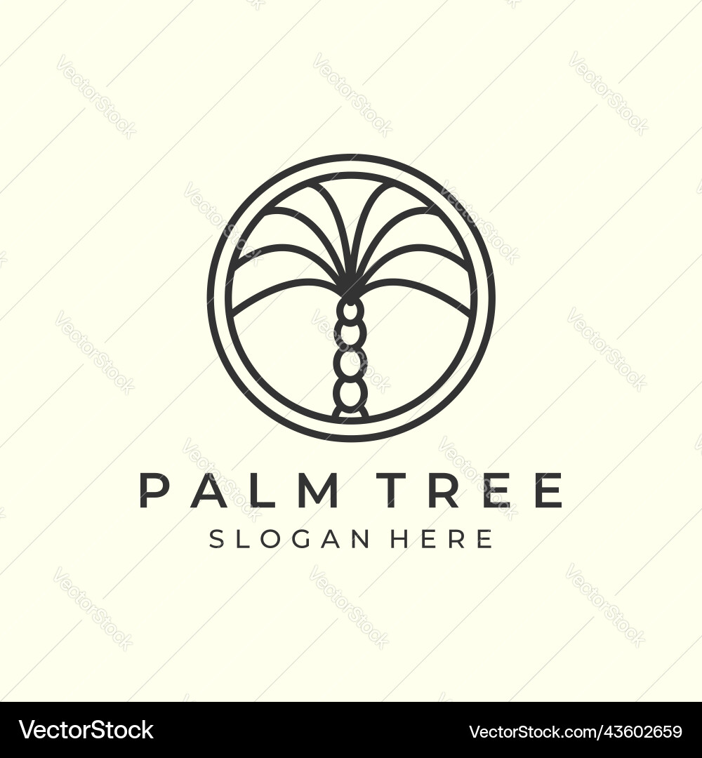 Palm tree with minimalist linear and emblem style Vector Image