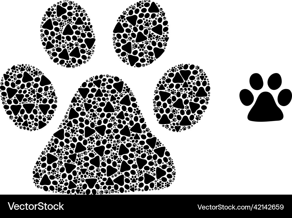 Paw print recursive mosaic of icons vector image