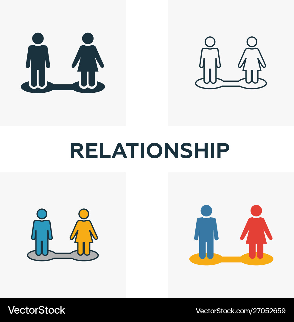 Relationship icon set four elements in different Relationship icon set four elements in different vector image