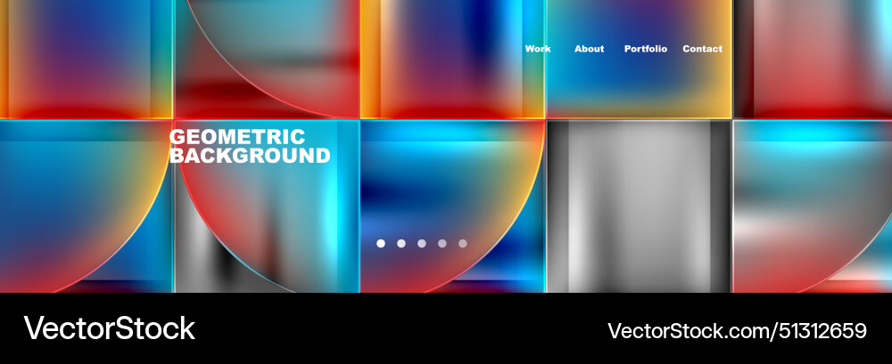 Round triangles and squares web site page template Round triangles and squares web site page template vector image