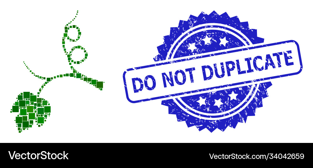 Rubber do not duplicate seal and square dot mosaic Rubber do not duplicate seal and square dot mosaic Vector Image