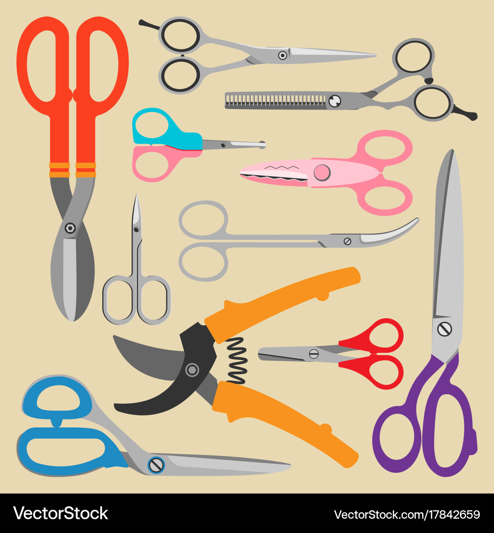Scissors icons set vector image