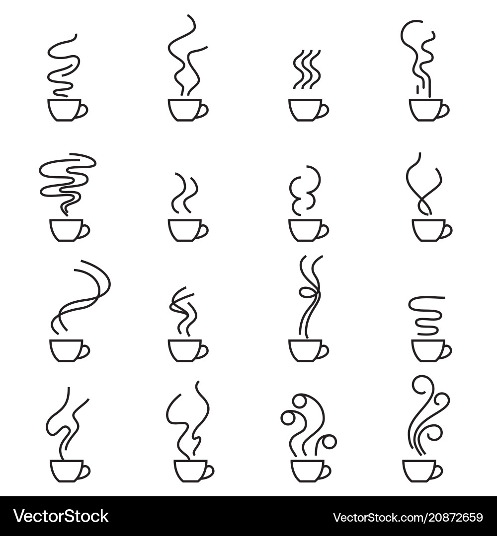 Set of mug with steam icons Set of mug with steam icons vector image