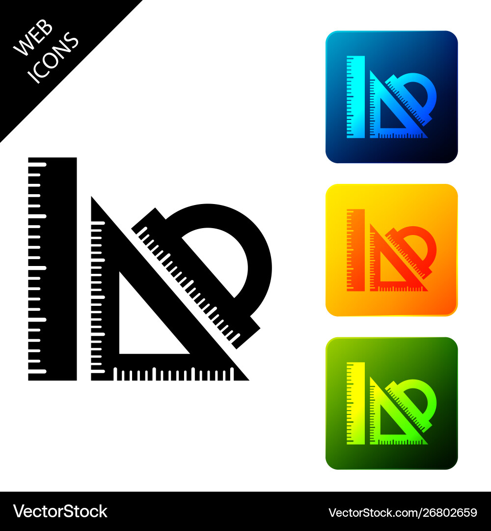 Set ruler triangular and protractor icon Set ruler triangular and protractor icon vector image