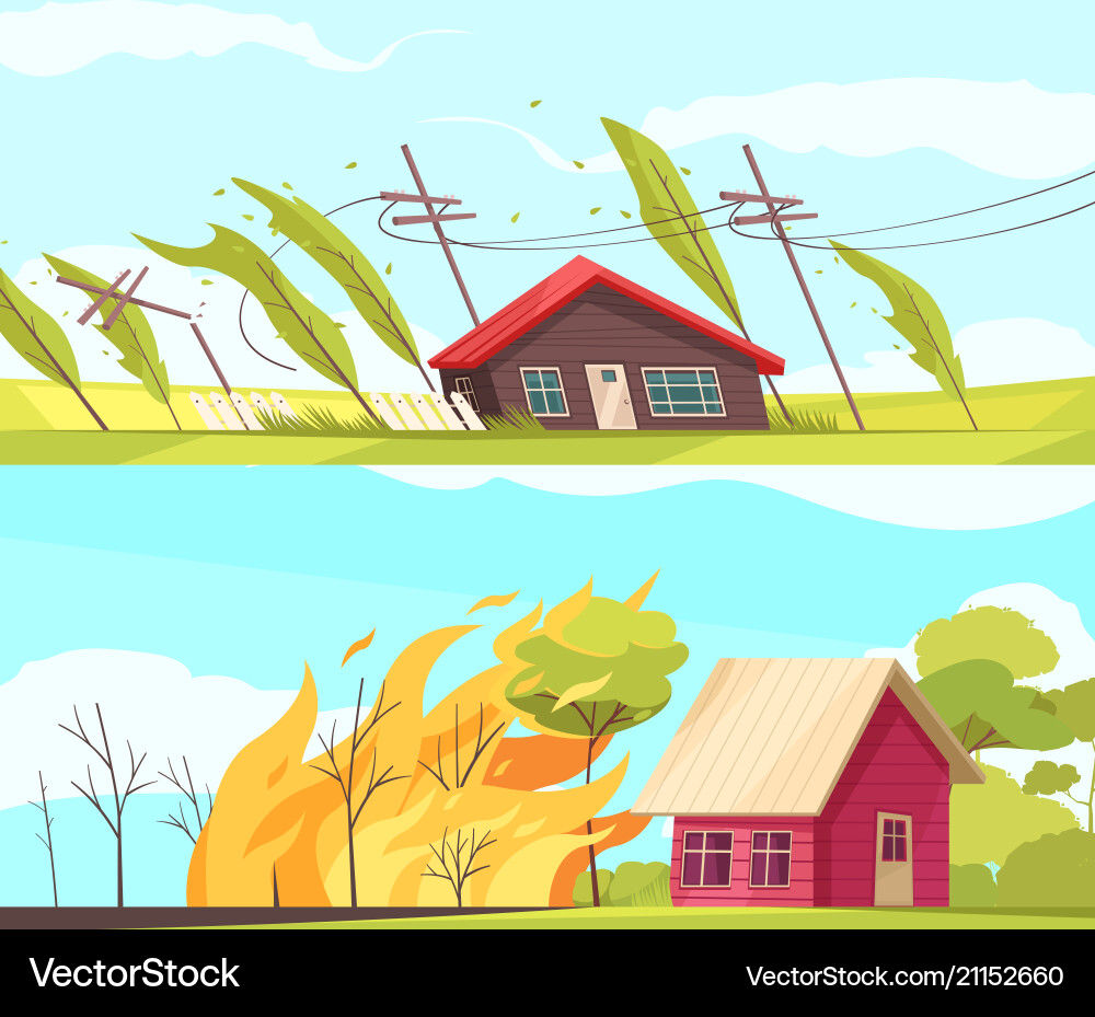 Cataclysm horizontal banners set Cataclysm horizontal banners set vector image