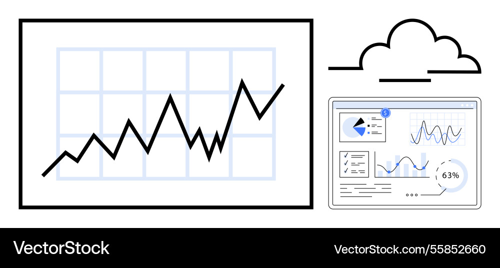 Data analytics with charts and cloud integration Data analytics with charts and cloud integration vector image