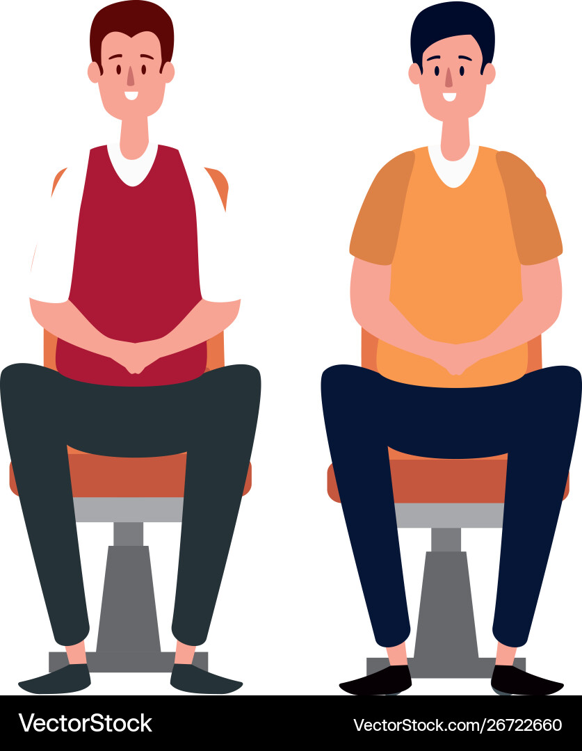 Elegant businessmen workers seated in office Elegant businessmen workers seated in office vector image