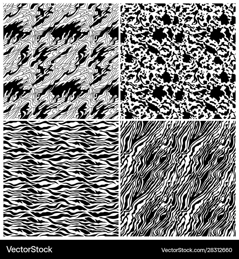 Four seamless patterns in black color Vector Image