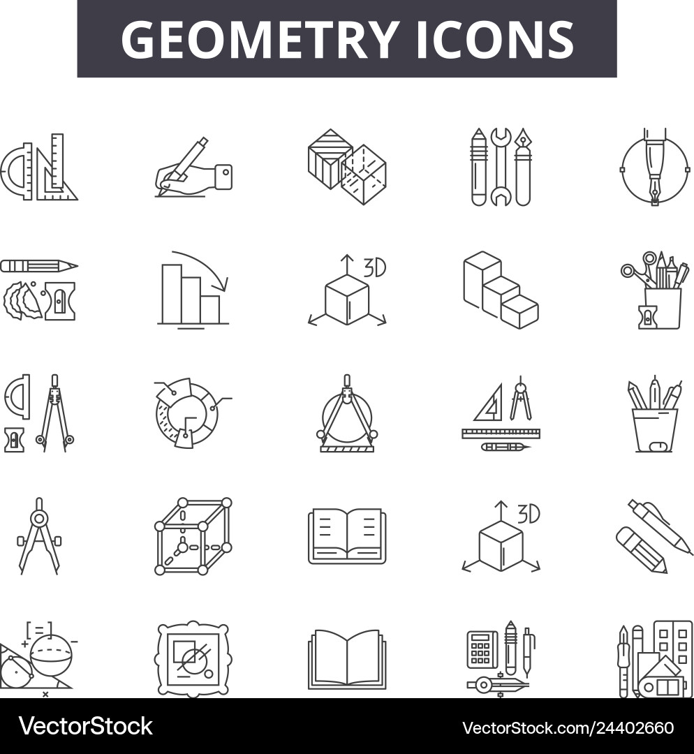 Geometry line icons for web and mobile design Geometry line icons for web and mobile design Vector Image