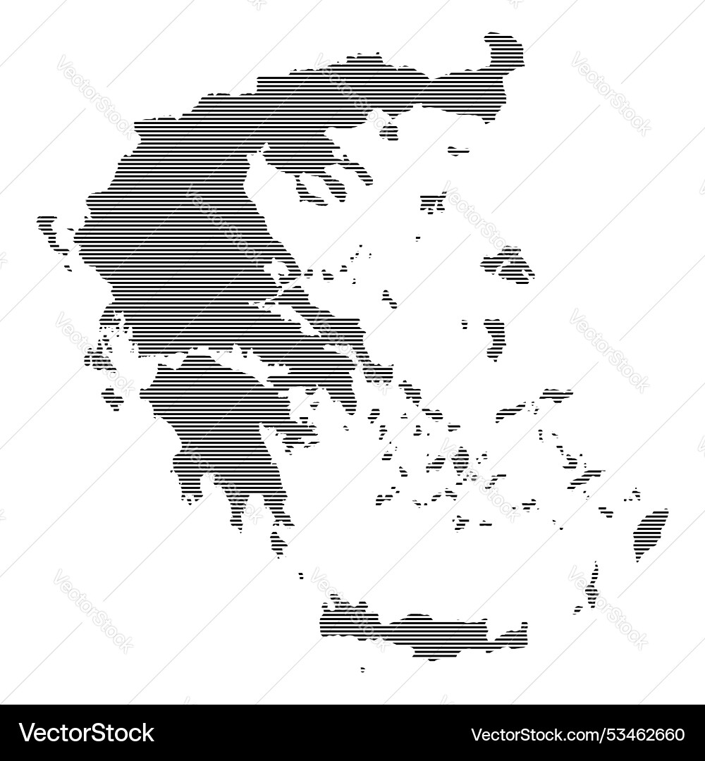 Greece map with a lined pattern vector image