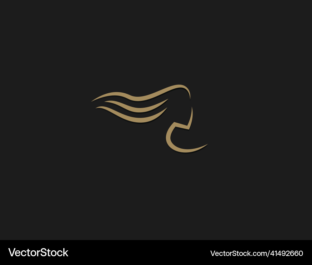 Haircare symbol girl head gold line silhouette vector image