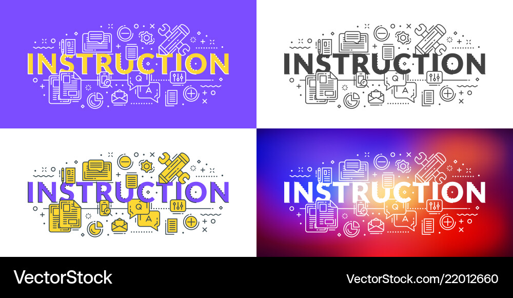 Instruction flat line concept for web banner Instruction flat line concept for web banner vector image