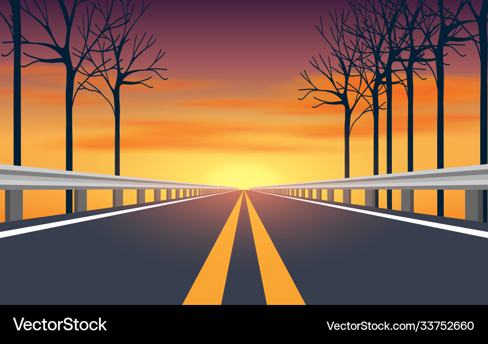 Landschaftsstraße am Morgen Sommer Landschaftsstraße am Morgen Sommer vektorbild