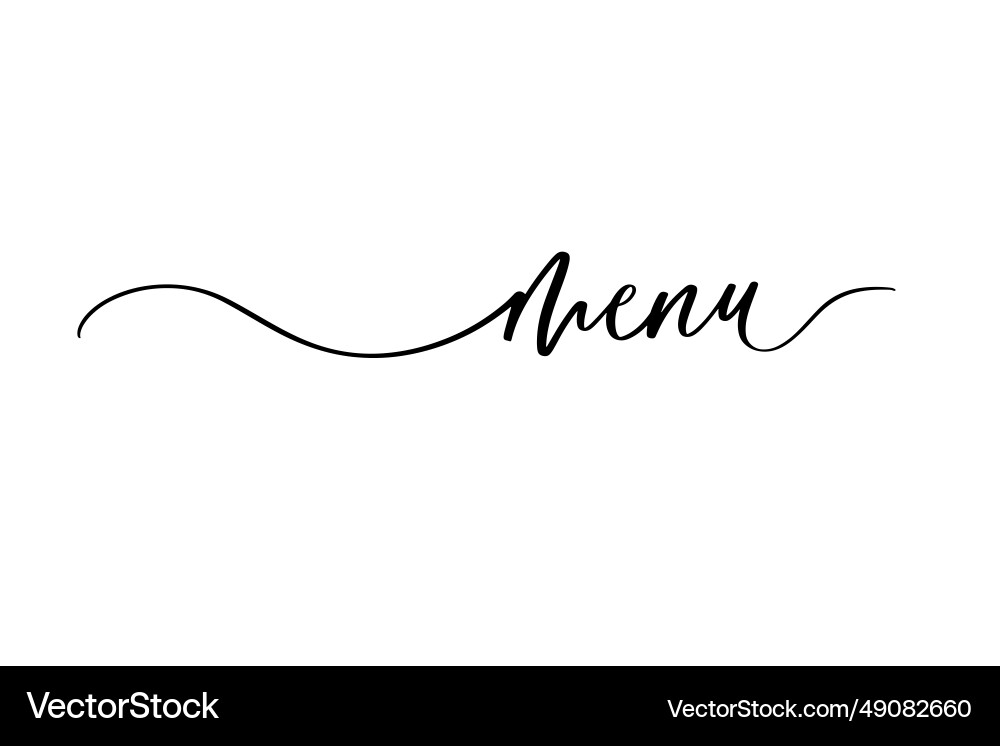 Menu handwritten text script Menu handwritten text script vector image