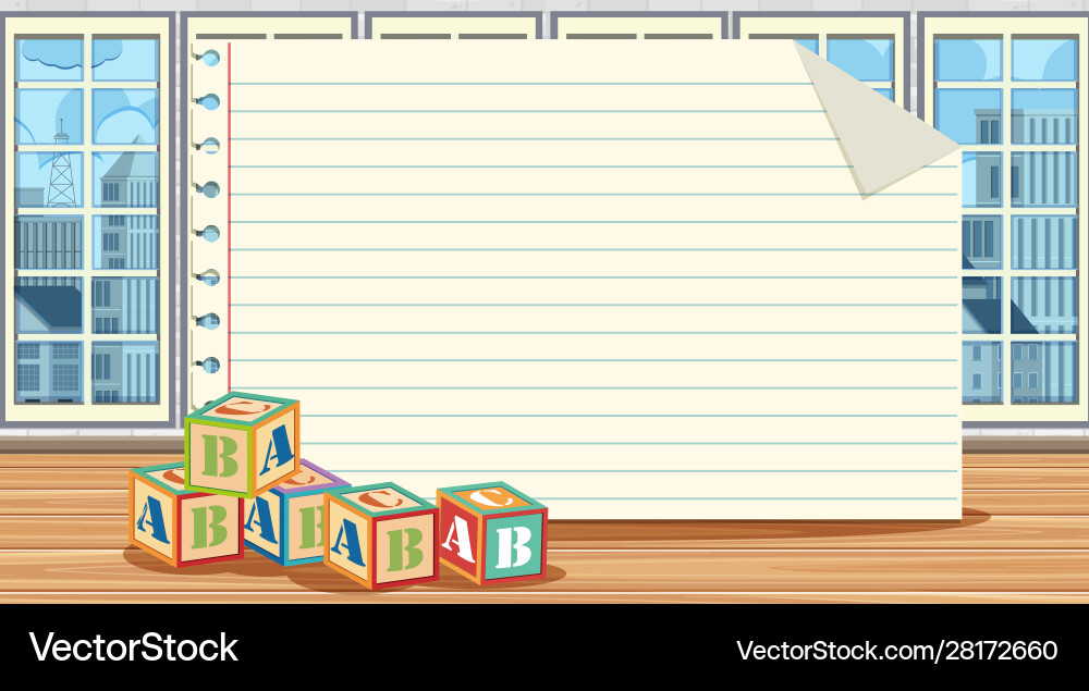 Paper template with alphabet blocks on floor vector image