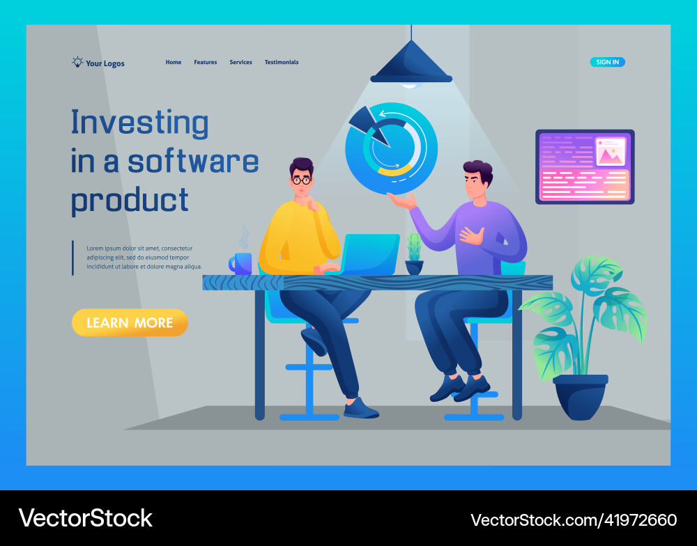Programmer communicates with an investor Programmer communicates with an investor vector image