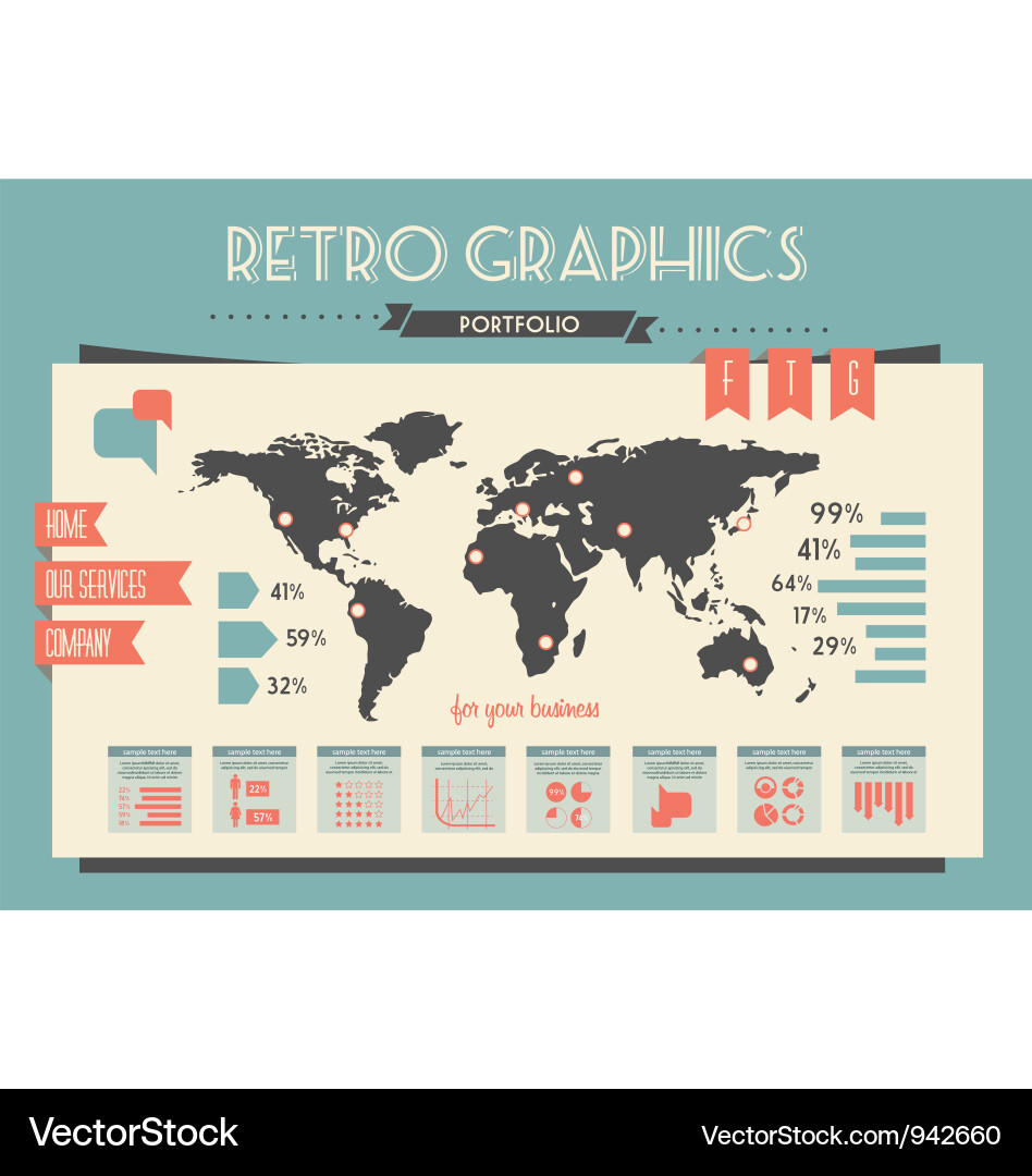Retro Infographic Elements Set Vector Image