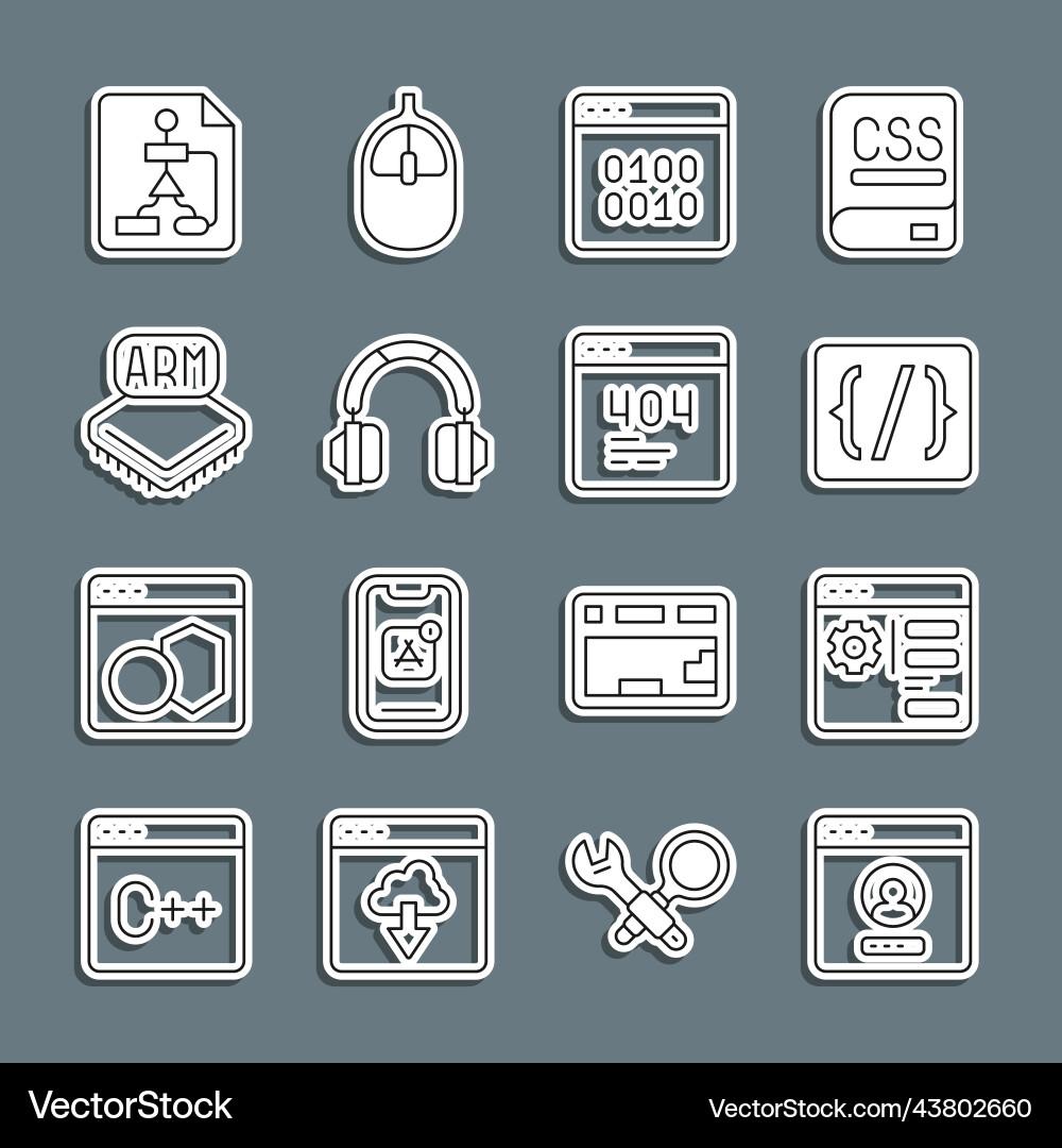 Set line create account screen browser setting Set line create account screen browser setting vector image
