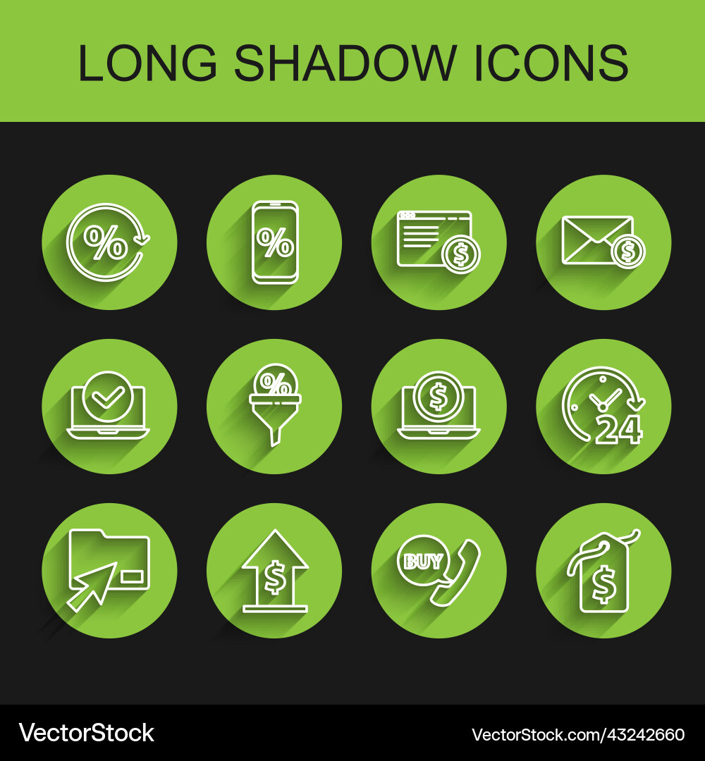 Set line cursor click document folder financial vector image